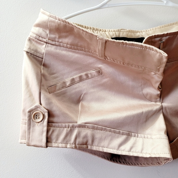 Women's Beige Satin Summer Shorts - Picture 3 of 5
